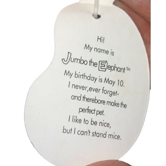 Avon Full O' Beans 1997 Jumbo the Elephant Bean Bag Stuffed Animal - Picture 5 of 9